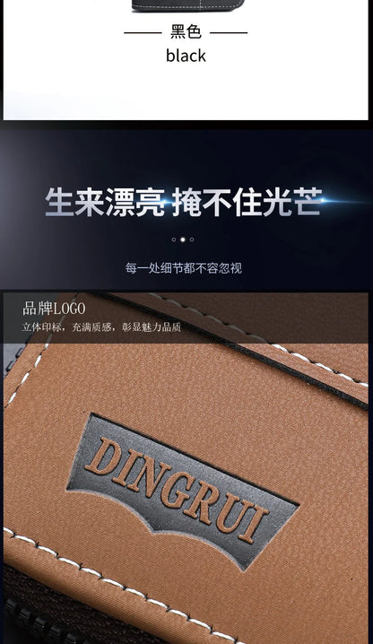 New men's wallet made of crazy horse leather with retro style from Europe and America PU zipper bag fashionable short card bag a