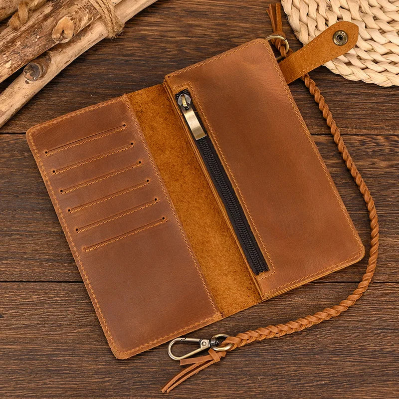 Newsbirds Genuine Leather Long Wallet Wrist Belt Strap Chain Wallet Christmas Gift Wallet gift men woman wallets Clip Purse