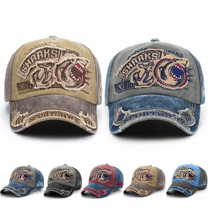 Summer Men Baseball Cap Cotton Fashion Shark Embroidery Vintage Casual Visor Hat For Women Snapback Hip Hop Caps Unisex