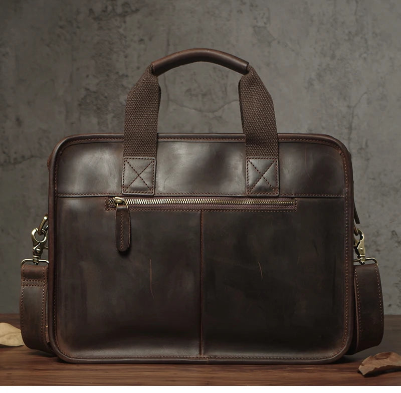 NUKA Retro Natural Cowhide Handbag Men's Real Leather Executive Briefcase Luxury Business Shoulder Bag Daily File Messenger Bags