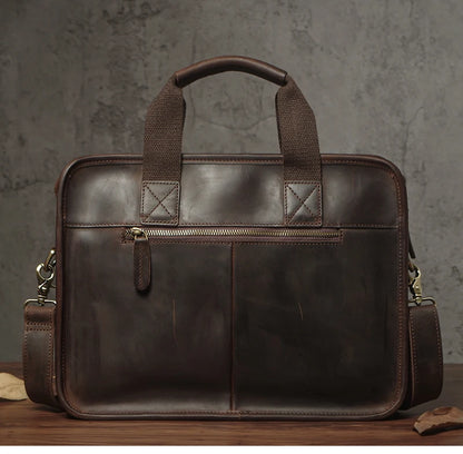 NUKA Retro Natural Cowhide Handbag Men's Real Leather Executive Briefcase Luxury Business Shoulder Bag Daily File Messenger Bags