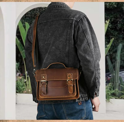 Luufan Crazy Horse Leather Men's Shoulder Bag Vintage Messenger Bags Men Male Small Travel Crossbody Bags Man Handbag Sling Bag