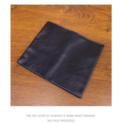 Large Capacity Men Wallet Vintage Genuine Cow Leather Handbag Card Holder Phone Pocket High Quality Handmade Male Money Clips