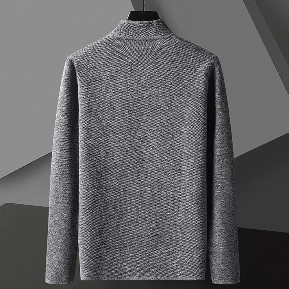 2025 Cardigan Jacket Men Solid Color Knitted Casual Stand Collar Slim Fit Cardigan Coat Mens Sweater Jacket Khaki Black Gray 4Xl