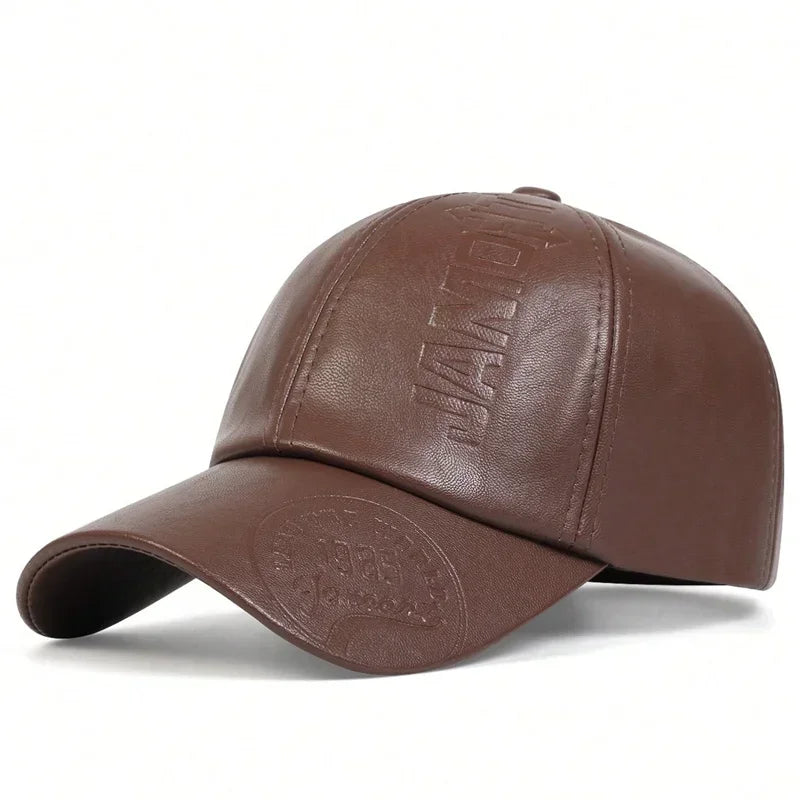 Unisex 1985 Letter Imprinting Leather Baseball Caps Spring and Autumn Outdoor Adjustable Casual Hats Sunscreen Hat