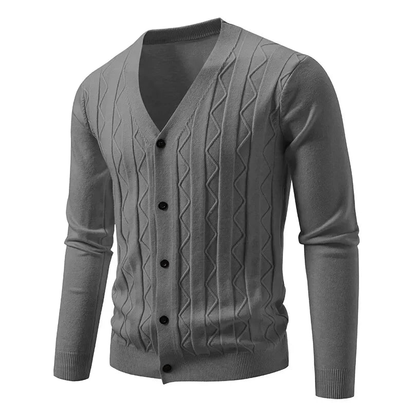 2026 New Knit Cardigan Men Korean Style Fashion Smart Casual V-Neck Knitted Sweatercoat Mens Solid Color Slim Sweater Outerwear