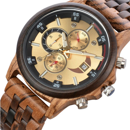 Man's Watches Wooden Watch Strap Hand Watch Quartz Wrist Watch for Men Chronograph  Luxury Brand montre homme Gift Drop Shipping
