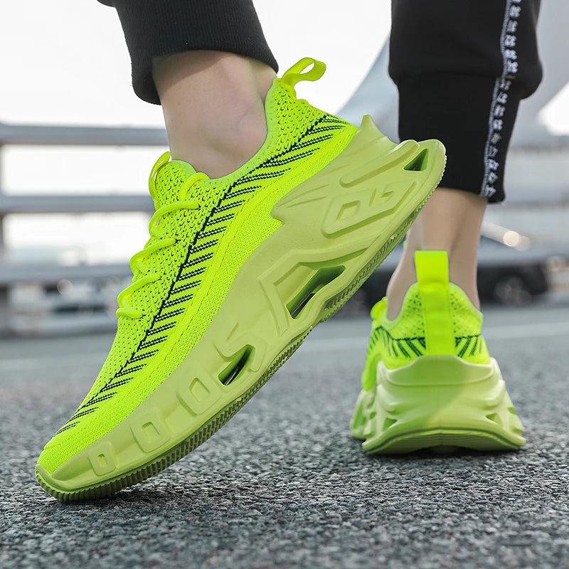 Trendy Men's Easiest for Match Breathable New Sports Shoes - Breathable Woven Upper with Striped Design, Lightweight and Plaid, Sports Shoes for Running, and Training Wear