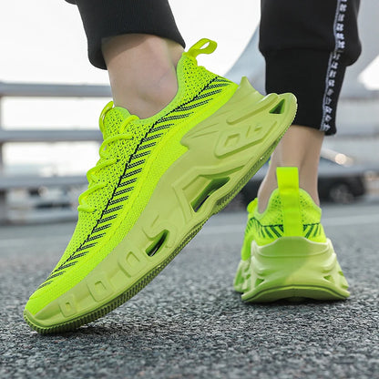 Trendy Men's Easiest for Match Breathable New Sports Shoes - Breathable Woven Upper with Striped Design, Lightweight and Plaid, Sports Shoes for Running, and Training Wear
