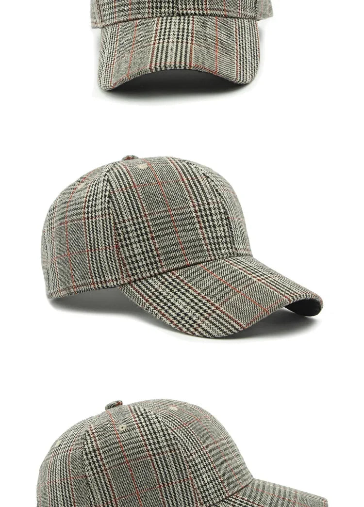 Hat Men's Spring Summer Outdoor Sunscreen Visor Classic Checkered Baseball Cap Hard Top Women's Cap Sun Cap