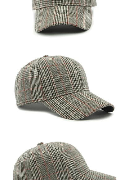 Hat Men's Spring Summer Outdoor Sunscreen Visor Classic Checkered Baseball Cap Hard Top Women's Cap Sun Cap