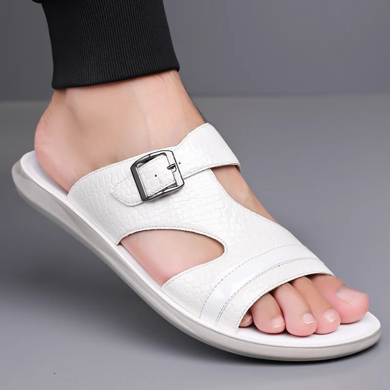 Plus Size 38-48 Hot-selling Men Slippers Sole Open Toe Beach Slides All-match Man Flip Flops Versatile Half Flats Sandals Slides