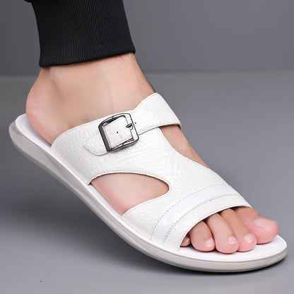 Plus Size 38-48 Hot-selling Men Slippers Sole Open Toe Beach Slides All-match Man Flip Flops Versatile Half Flats Sandals Slides