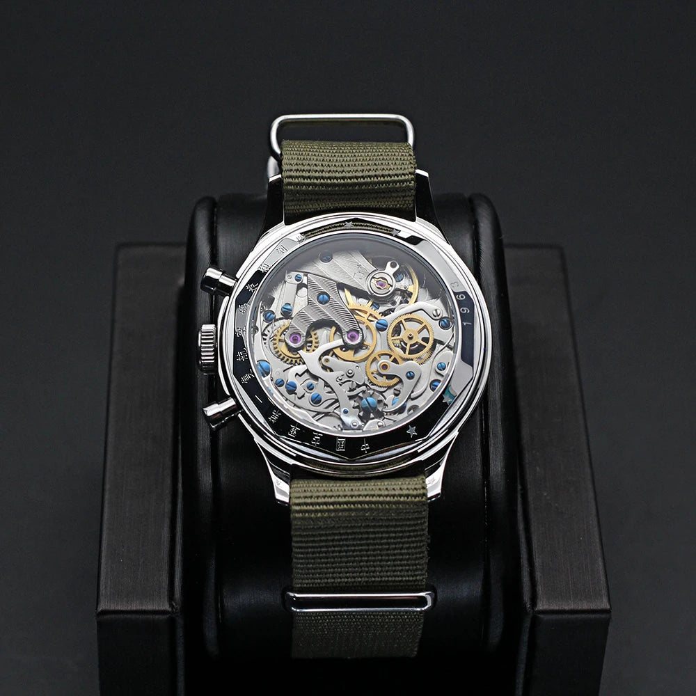 Red Star Retro 1963 Chronograph ST1901 Hand Winding Movement Air Force Pilots Aviation Sapphire Men Mechanical Watch Waterproof
