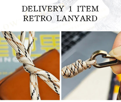 Men's Coin Purse, Genuine Leather Mini Coin Wallet Zipper Pocket with Back Belt Loop Lanyard, Lightweight Keychain Pouch for Men