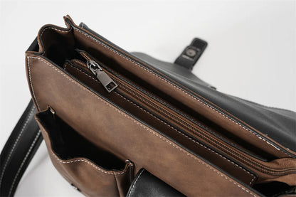 Vintage Men's Crossbody Bags Fashion Brand Design Shoulder Messenger Bag Men Falp Pockets Crossbody Bag Leather Square Satchels