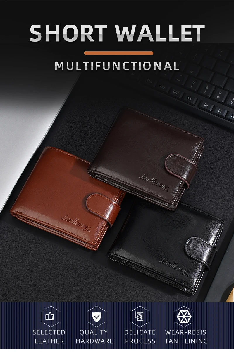 Baellerry New Short Men Wallets Zipper Coin Pocket Business Male Purses High Quality PU Card Holder Small Wallet For Men