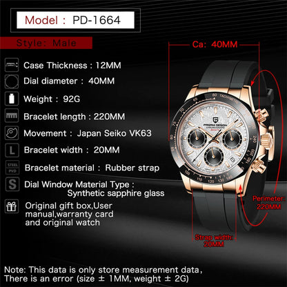 40mm New V2 PAGANI DESIGN Classic fashion Men Quartz Watches Sapphire Retro Chronograph Stainless Steel Waterproof Watch for Men