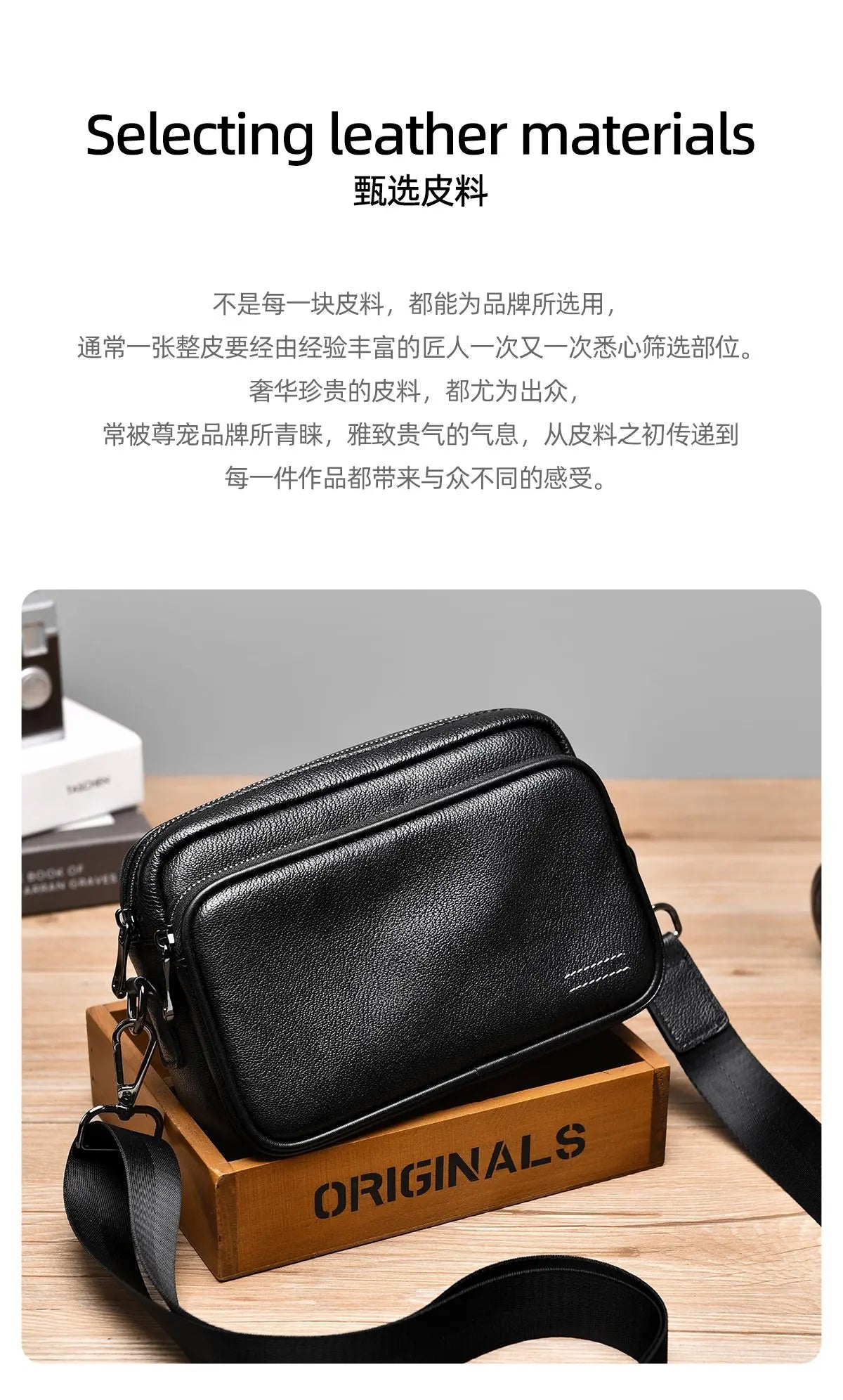 High Quality Real genuine Leather Men Shoulder Bag Natural Cowhide Messenger Bag crossbody bag for 7.9-inch lpad Phone Bag