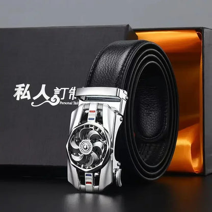 Mens Belt Material Metal Rotatable Buckle  Leather Belt High Quality Men Business Belt Golden Waist Buckle Rhinestone De