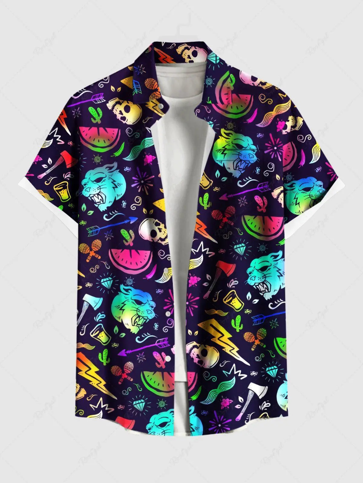 Summer Plus Size Men's Shirt 3D Print Hawaiian Shirts Button Up Beach Vacation Shirts Short Sleeve Shirts Casual Shirts for Men