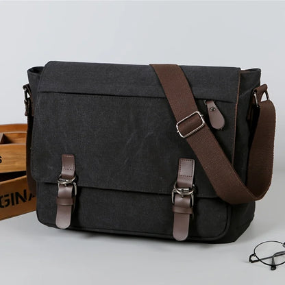Retro Canvas Messenger Bag for Men, Large Sling Bag, Casual Crossbody Bag for Hanging Out Daily Commute, School Bag College Bags