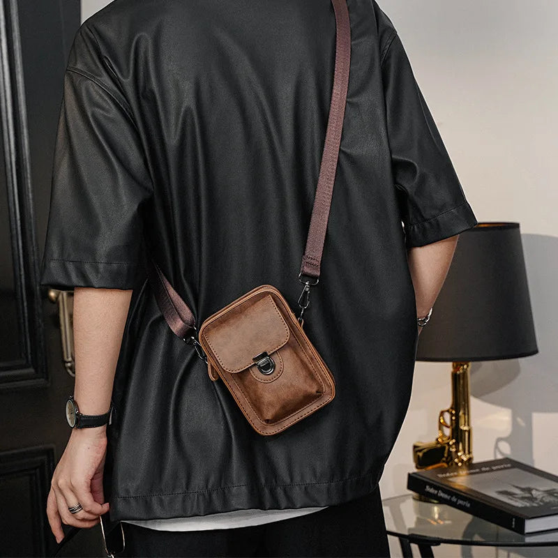 Vintage Mini Men's Crossbody Bag Fashion Shoulder Bag Men Mobile Phone Bag Casual Handbags Small Crossbody Shoulder Bag For Men