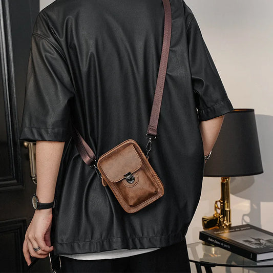Vintage Mini Men's Crossbody Bag Fashion Shoulder Bag Men Mobile Phone Bag Casual Handbags Small Crossbody Shoulder Bag For Men