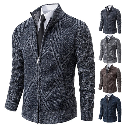 Spring Autumn Knit Cardigan Men Sweater Coat Man Clothes Brown Grey Brand Male Knitting Jackets