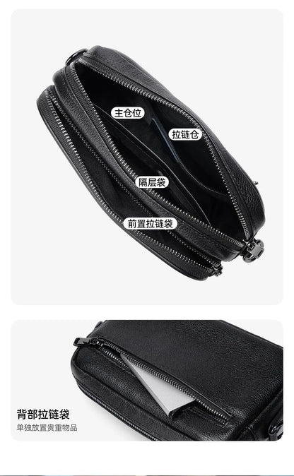 High Quality Real genuine Leather Men Shoulder Bag Natural Cowhide Messenger Bag crossbody bag for 7.9-inch lpad Phone Bag