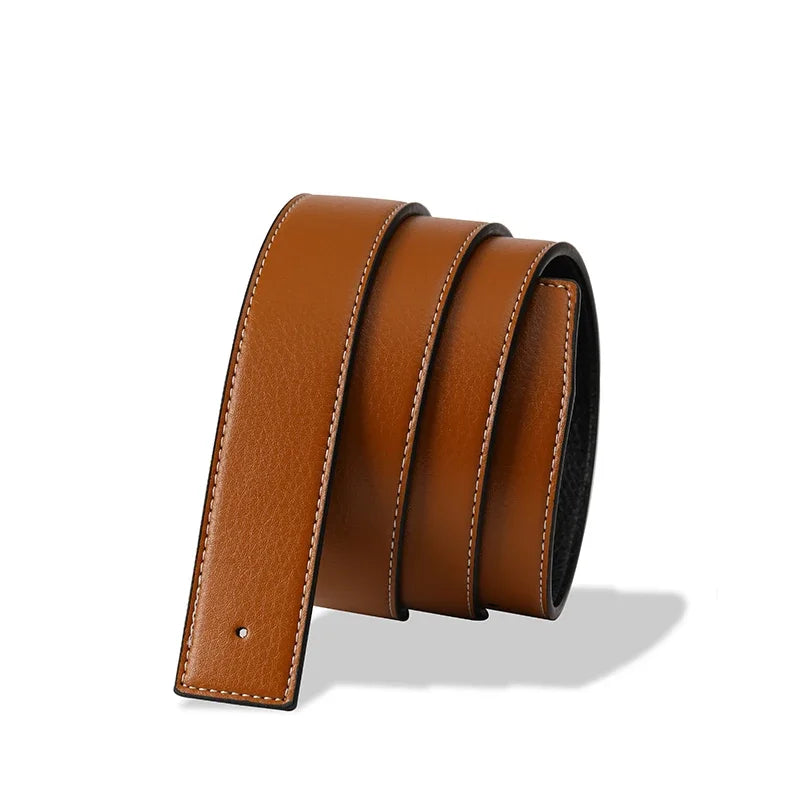 Luxury Brand Belts No Buckle Men High Quality Pin Smooth Buckle Male Straps without Buckle  PU Leather Waistband No Buckle 3.8cm