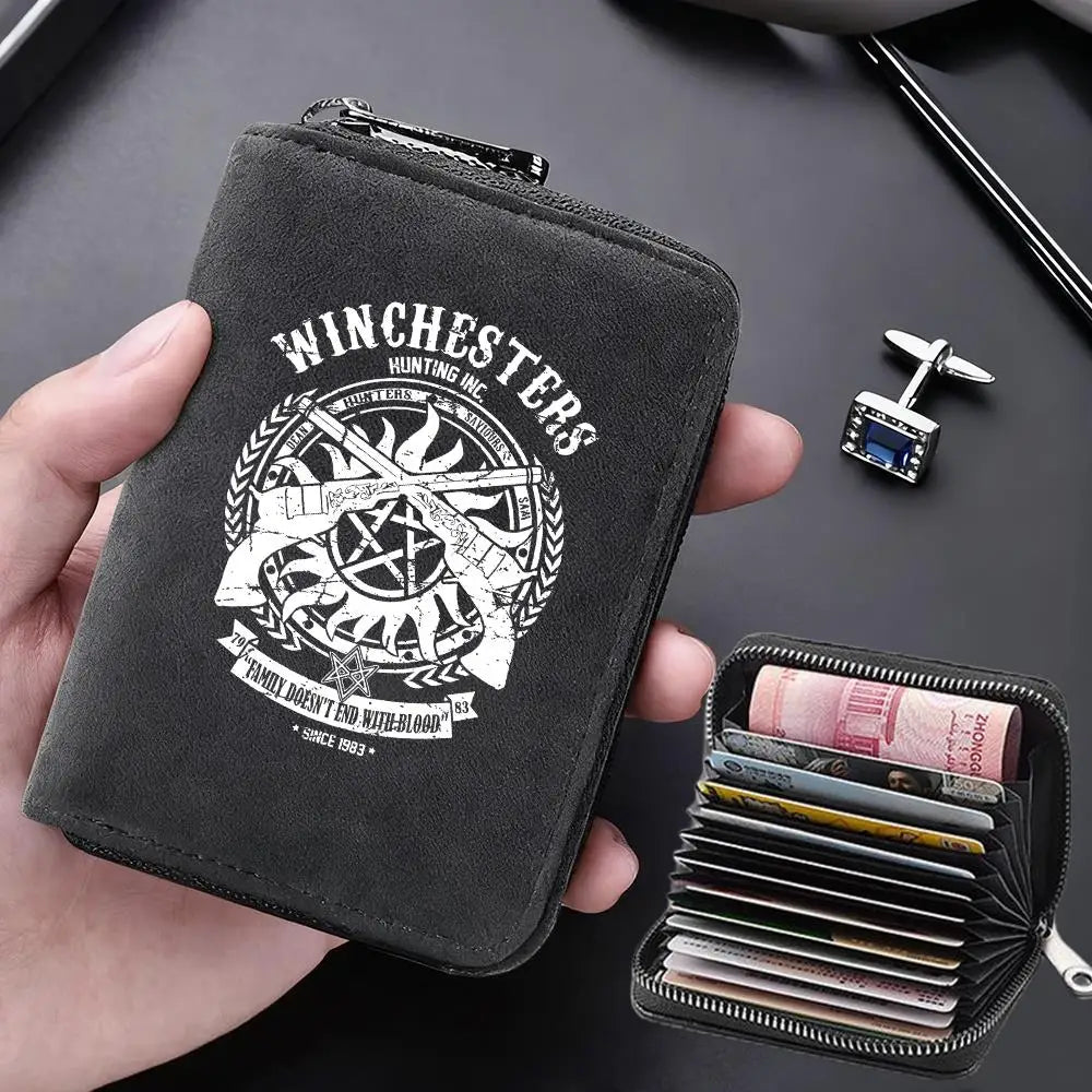 Supernatural Multifunctional Card Bag 11 Cards Slot Credit Card Holder Anti Demagnetization Wallets Cover Zipper Wallet for Men