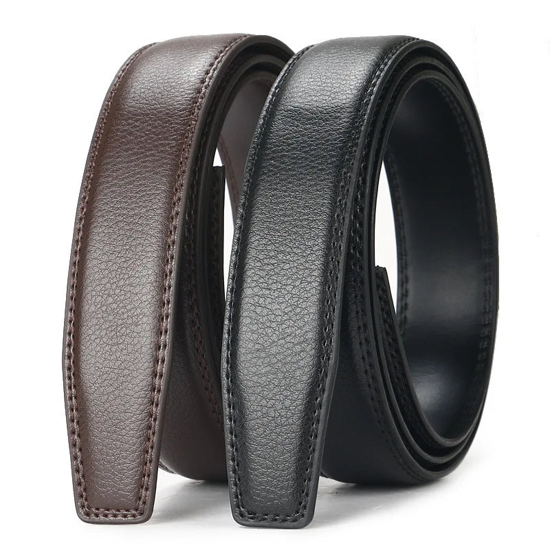 Men's Genuine Leather Belt Adjustable Automatic Buckle Belt Black/Brown Ratchet Belt High-Quality Business Casual Belt for Men