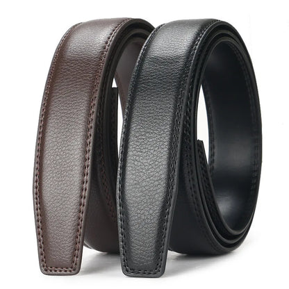 Men's Genuine Leather Belt Adjustable Automatic Buckle Belt Black/Brown Ratchet Belt High-Quality Business Casual Belt for Men