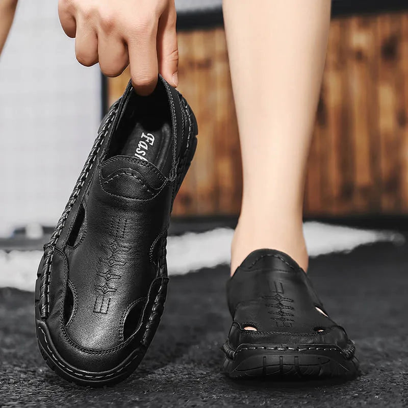 Hot-selling Summer Men's Sandals New Leather Roman Sandals Slippers Outdoor Beach Shoes Male Flip Flops Water Trekking Sandals