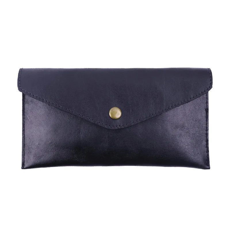 Genuine Leather Men Handmade Wallet High Quality Retro Handbag Simple Phone Pocket Card Bag Big Capacity Male Purses