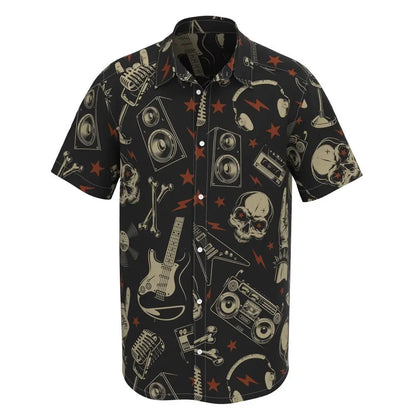 Summer New Retro Men's Shirt Devil Horror Skull Short Sleeve Shirt Collar 3D Printing