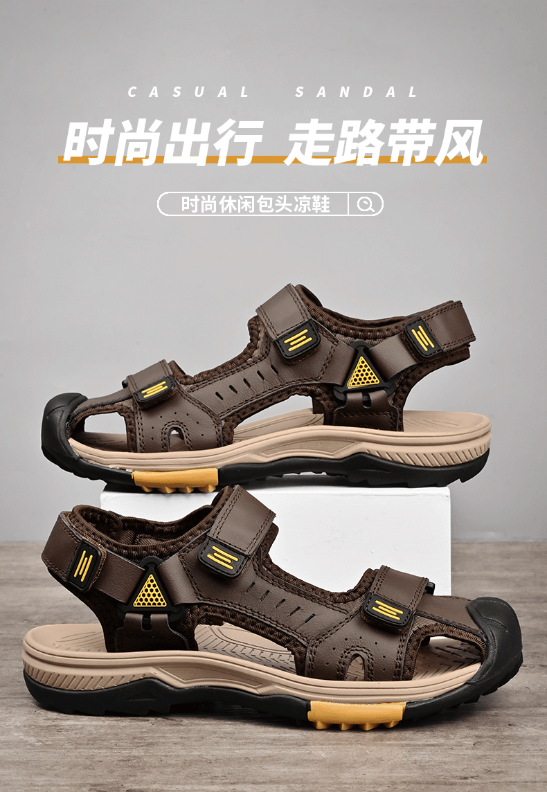 Summer Men Sandals Genuine Leather Mens Casual Shoes Outdoor Men Leather Sandals for Men Beach Shoes Roman mens Shoes