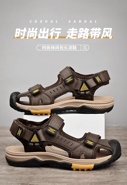Summer Men Sandals Genuine Leather Mens Casual Shoes Outdoor Men Leather Sandals for Men Beach Shoes Roman mens Shoes