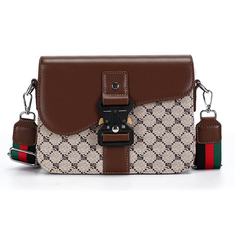 Luxury Plaid Crossbody Bags Men Fashion Buckle Flap Men's Crossbody Bag Casual Shoulder Bag Male Waterproof Business Sling Bags