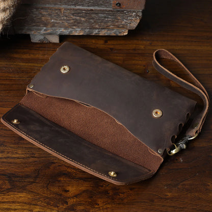 S.WORKER Classic Full Grain Leather Long Wallet For Men Large Capacity For Cash&Cards Slot Pocket Purse