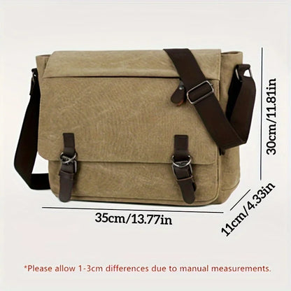 Retro Canvas Messenger Bag for Men, Large Sling Bag, Casual Crossbody Bag for Hanging Out Daily Commute, School Bag College Bags