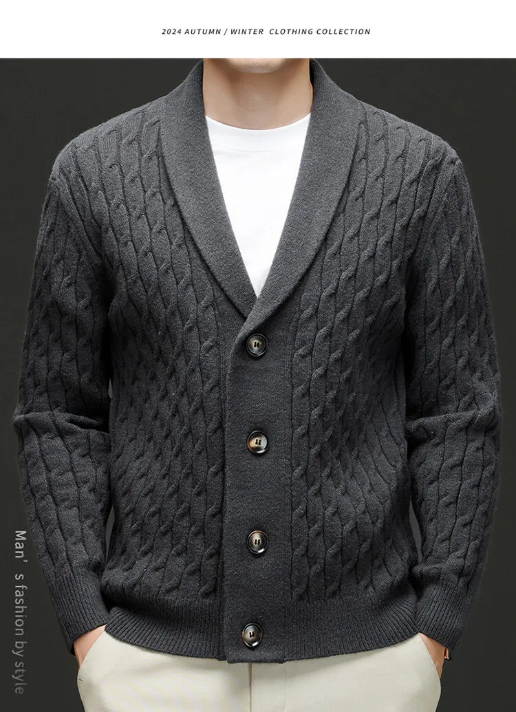 New Winter and Autumn Men's Wool Knitted Cardigan Trendy Loose-fitting Thick Style Pullover Casual Men's Clothing Coat Sweater