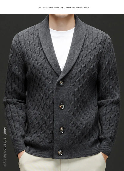 New Winter and Autumn Men's Wool Knitted Cardigan Trendy Loose-fitting Thick Style Pullover Casual Men's Clothing Coat Sweater
