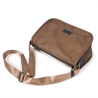 Vintage Fashion Crossbody Bags Men Large Capacity Men Crossbody Shoulder Bag PU Leather Messenger Bag Casual Outdoor Satchels