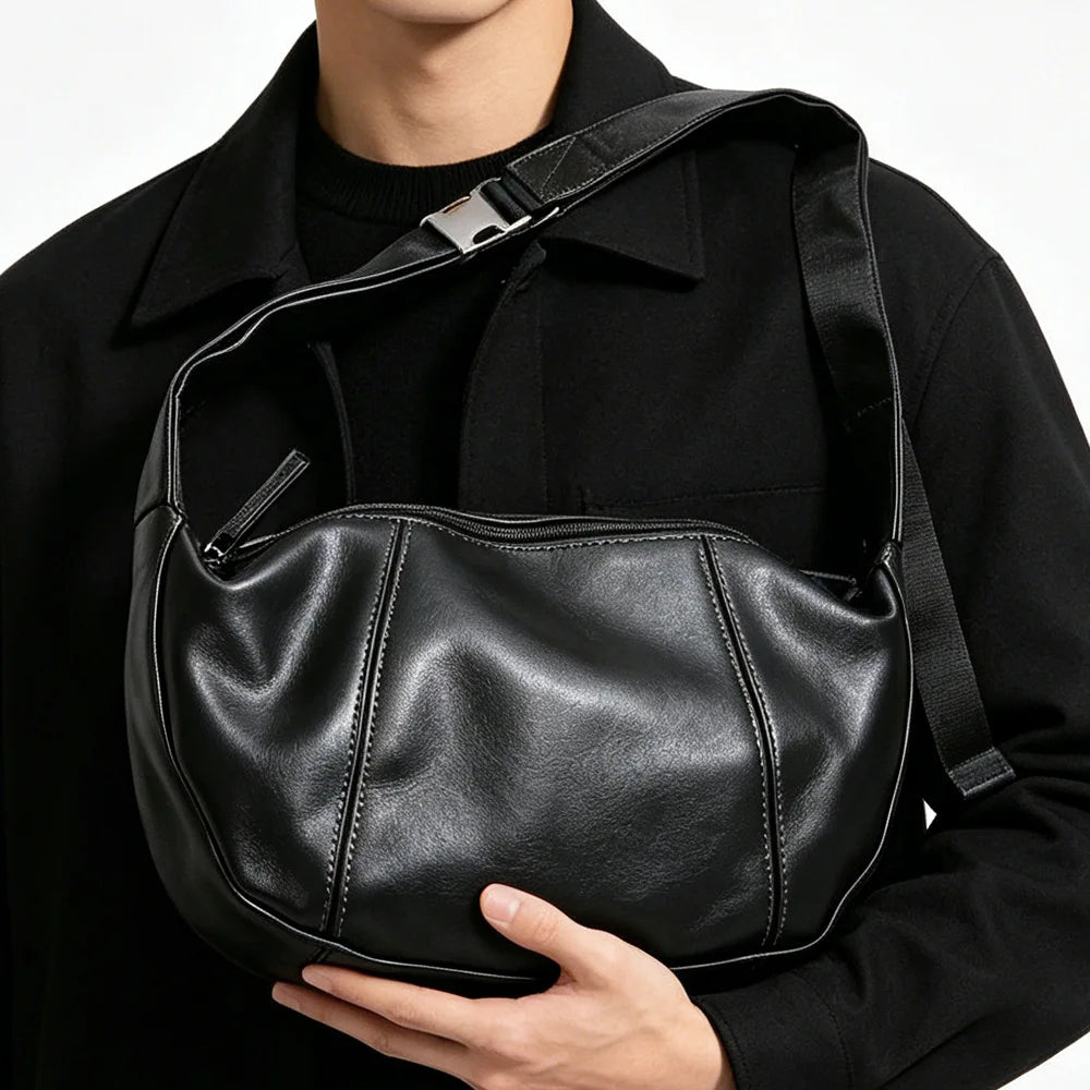 2026 New Fashion Men Crossbody Bag Soft Leather Hobos For Men Dumpling Crossbody Bags Luxury Brand Design Shoulder Bags Totes