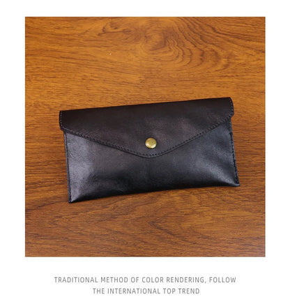 Genuine Leather Men Handmade Wallet High Quality Retro Handbag Simple Phone Pocket Card Bag Big Capacity Male Purses