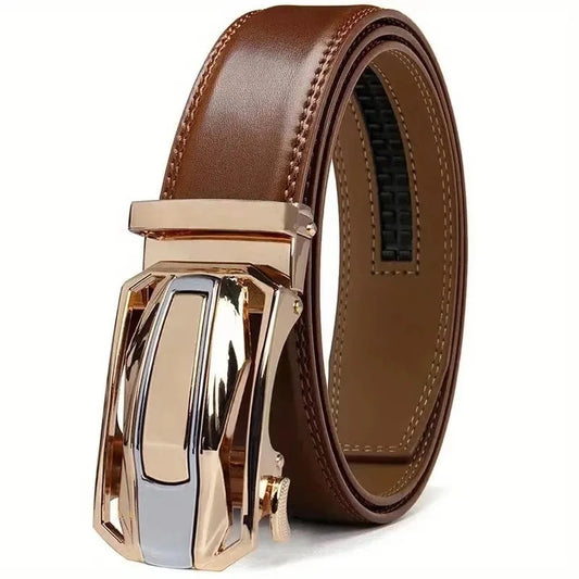 Genuine Leather Fashionable luxury men belt alloy automatic buckle business belt for men jeans decorative belt male