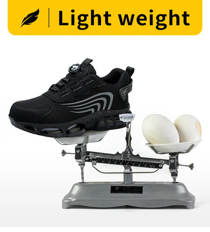 Rotary Button New Safety Shoes Men's Anti-Smash Anti-Puncture Work Shoes Fashion Men's Sneakers Safety Boots