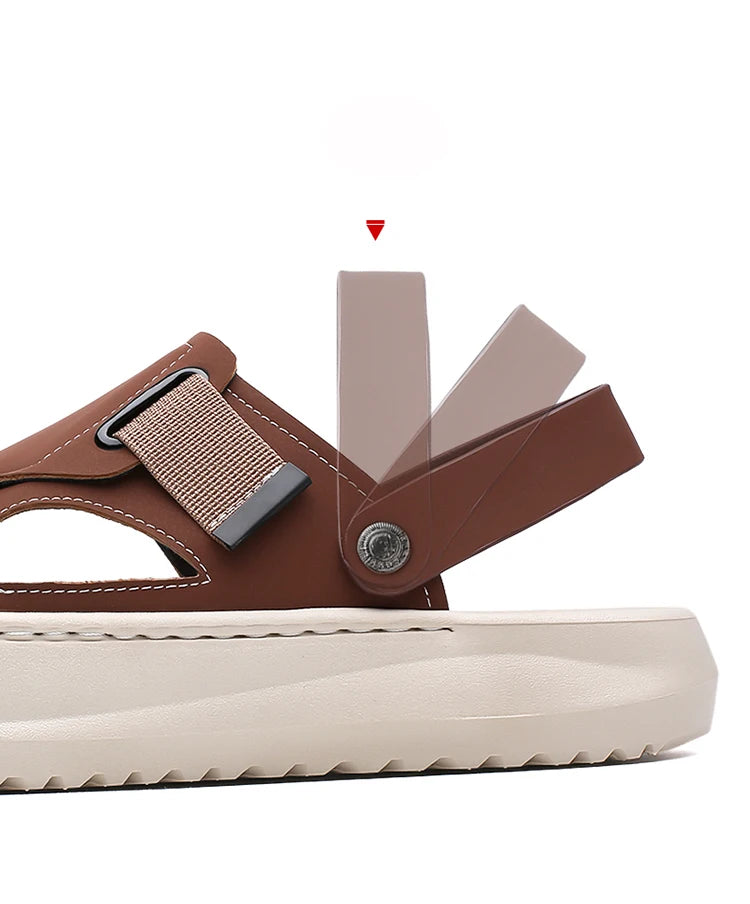 Men's Summer Outdoor Driving Sandals Comfortable Breathable Anti-slip Thick Bottom Two-Way Beach Slippers-WC20253